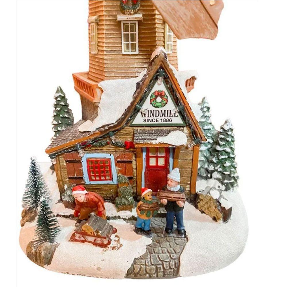 Cenario Moinho De Vento Natal Natalino Giratorio Arvore Musical Led Neve Fazenda Enfeite Fim De Ano Festa Som Celebraçao - 4