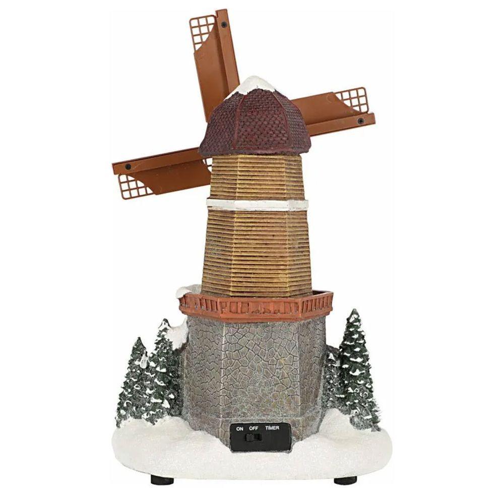 Cenario Moinho De Vento Natal Natalino Giratorio Arvore Musical Led Neve Fazenda Enfeite Fim De Ano Festa Som Celebraçao - 5