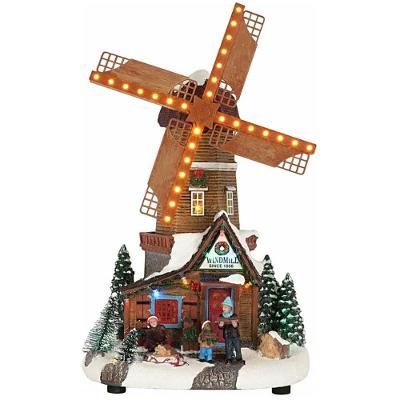 Cenario Moinho De Vento Natal Natalino Giratorio Arvore Musical Led Neve Fazenda Enfeite Fim De Ano Festa Som Celebraçao