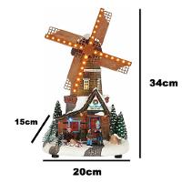 Cenario Moinho De Vento Natal Natalino Giratorio Arvore Musical Led Neve Fazenda Enfeite Fim De Ano Festa Som Celebraçao - 2
