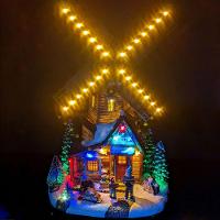 Cenario Moinho De Vento Natal Natalino Giratorio Arvore Musical Led Neve Fazenda Enfeite Fim De Ano Festa Som Celebraçao - 3
