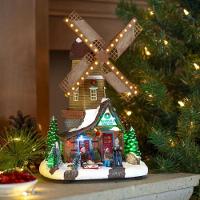 Cenario Moinho De Vento Natal Natalino Giratorio Arvore Musical Led Neve Fazenda Enfeite Fim De Ano Festa Som Celebraçao - 10