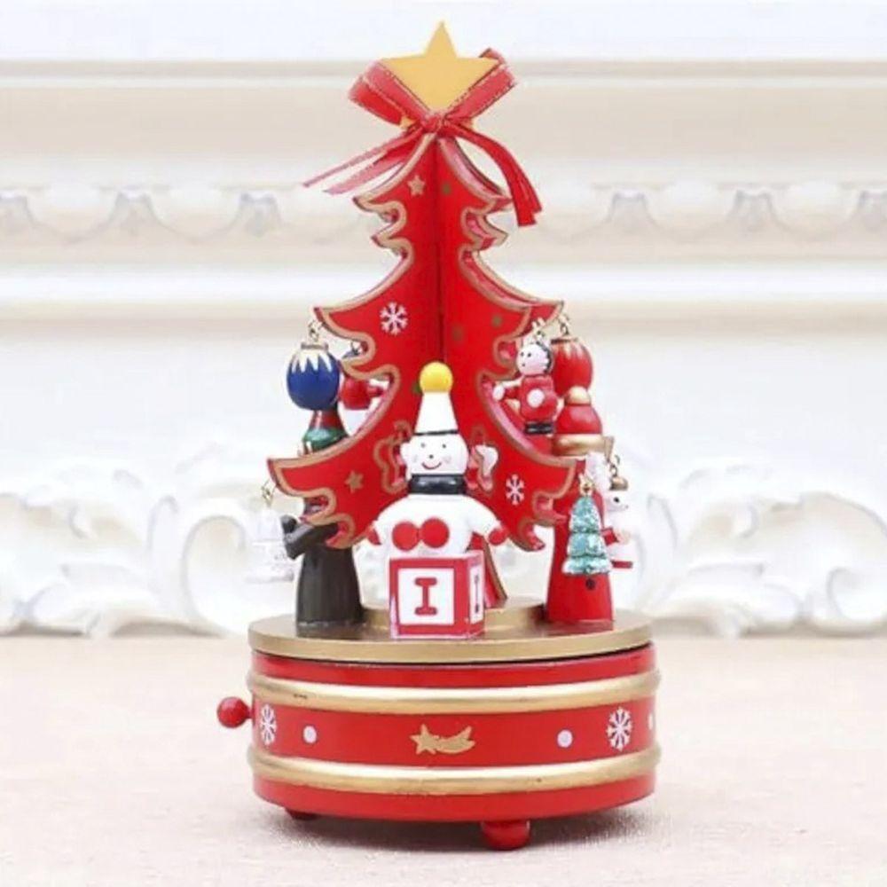 Arvore De Natal De Madeira Musical Movimenta Gira Toca Musica Enfeite Natalino Mesa Estante Recepçao Armario - 4