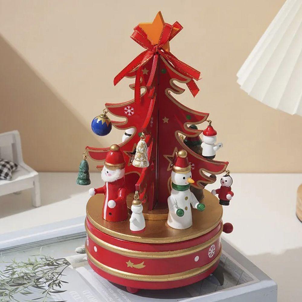 Arvore De Natal De Madeira Musical Movimenta Gira Toca Musica Enfeite Natalino Mesa Estante Recepçao Armario - 5
