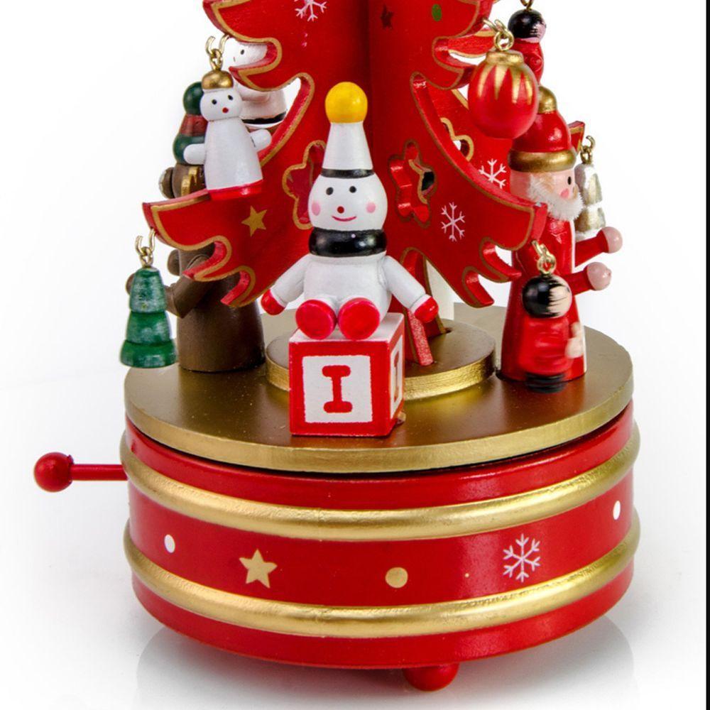 Arvore De Natal De Madeira Musical Movimenta Gira Toca Musica Enfeite Natalino Mesa Estante Recepçao Armario - 6