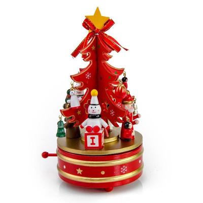 Arvore De Natal De Madeira Musical Movimenta Gira Toca Musica Enfeite Natalino Mesa Estante Recepçao Armario