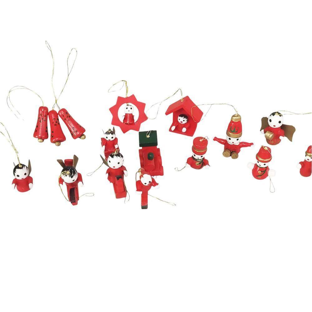 Mini Enfeites Bonecos Natal Madeira Natalino Enfeite 24 Pcs (902) - 4