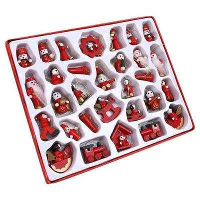 Mini Enfeites Bonecos Natal Madeira Natalino Enfeite 24 Pcs (902)