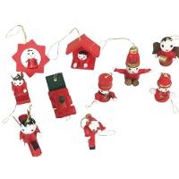 Mini Enfeites Bonecos Natal Madeira Natalino Enfeite 24 Pcs (902) - 3