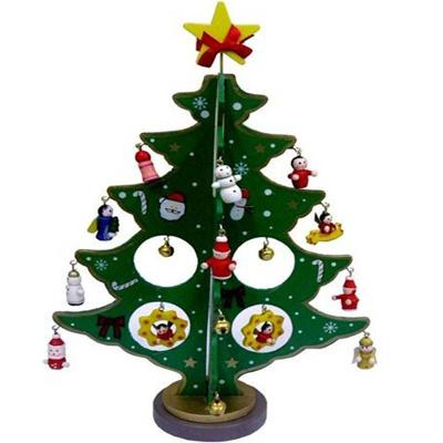 Mini Arvore De Natal Enfeite 24 Pcs Natalino Madeira Bonecos (919)