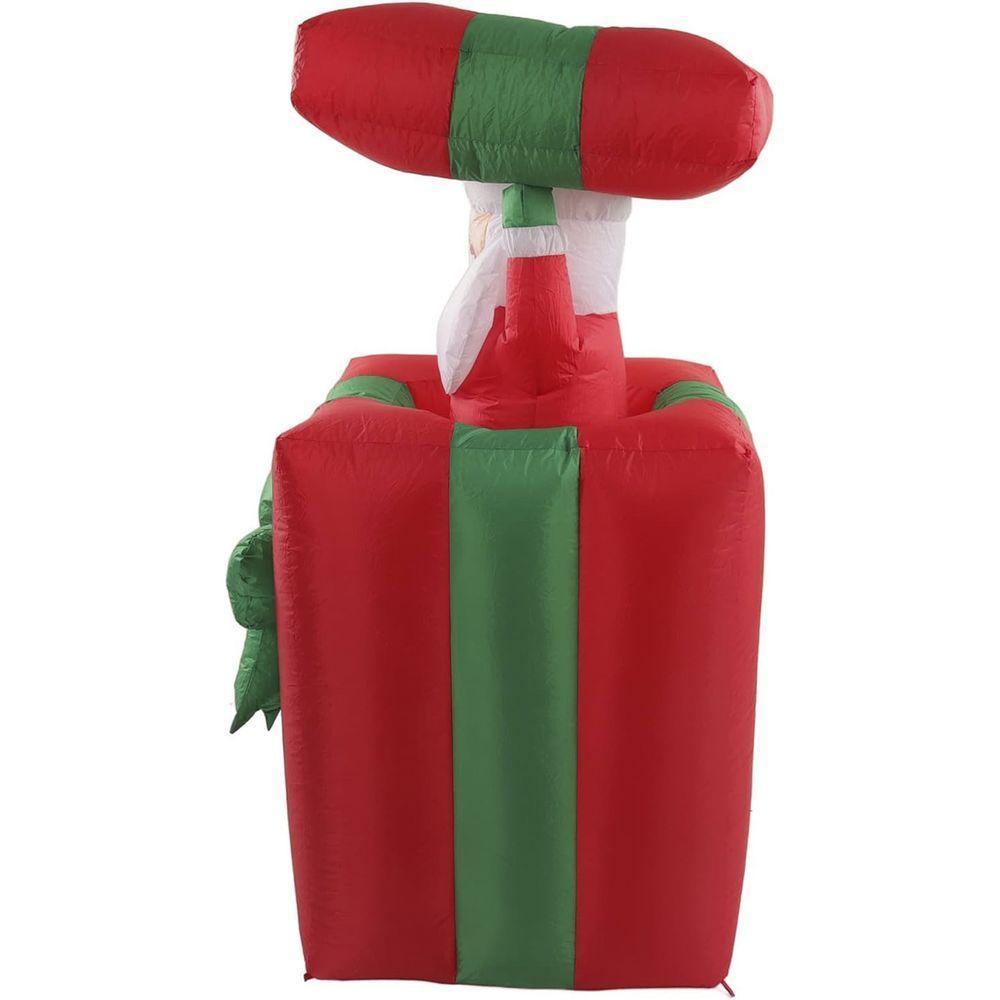 Caixa De Presente Natal Papai Noel Inflavel Enfeite Natalino Abre E Fecha Led Iluminaçao Decoraçao Festa Fim De Ano - 7