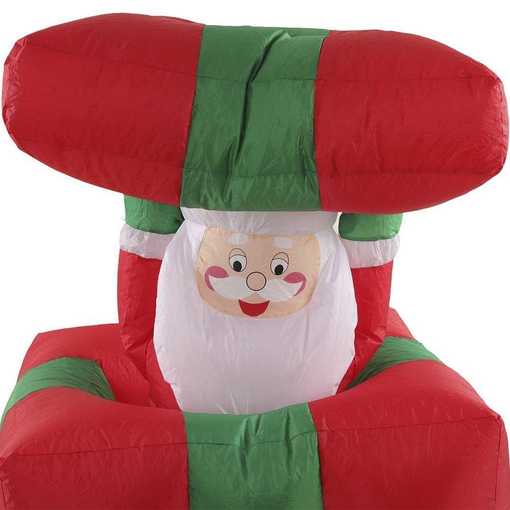 Caixa De Presente Natal Papai Noel Inflavel Enfeite Natalino Abre E Fecha Led Iluminaçao Decoraçao Festa Fim De Ano - 9