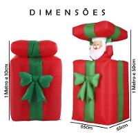 Caixa De Presente Natal Papai Noel Inflavel Enfeite Natalino Abre E Fecha Led Iluminaçao Decoraçao Festa Fim De Ano - 2