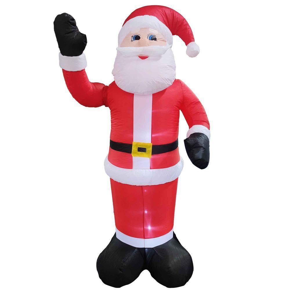 Papai Noel Inflavel Eletrico Natal Com Braço Mecanico Gigante 2.40 Metros Led Luz Decoração Natalino Festas Fim De Ano - 4