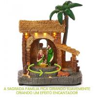 Presepio Natal Sagrada Familia Giratorio Iluminado Som Natalino Acende Gira Manjedoura Casa Loja Mesa Estante Fim De Ano - 2