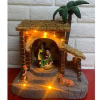 Presepio Natal Sagrada Familia Giratorio Iluminado Som Natalino Acende Gira Manjedoura Casa Loja Mesa Estante Fim De Ano - 9