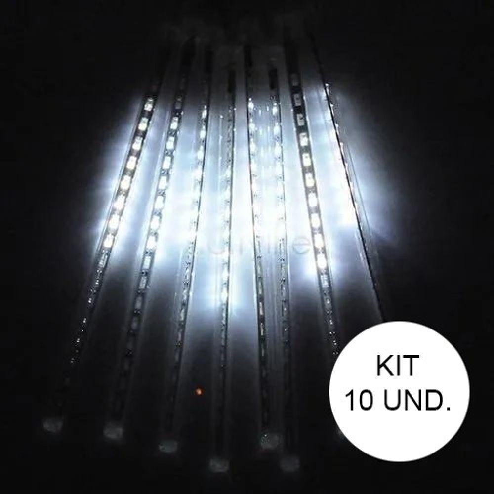 Kit 10 Unidades Cascata Tubo Pisca Pisca Chuva De Gelo Meteoro 96 Leds Branco Natal (ntn2128x127v) - 1