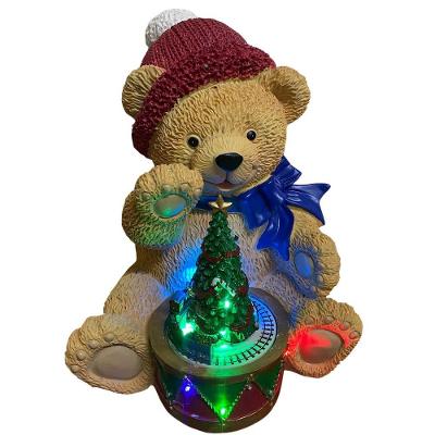 Enfeite Natal Urso Arvore Natalino Decoraçao Led Som Ursinho Casa Recepçao Mesa Loja Evento Festa Fim De Ano