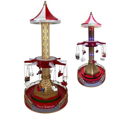 Torre Paraquedas Natal Natalino Papai Noel Sobe Desce Carrossel Giratorio Luz Led Som Decoraçao Festa Fim De Ano