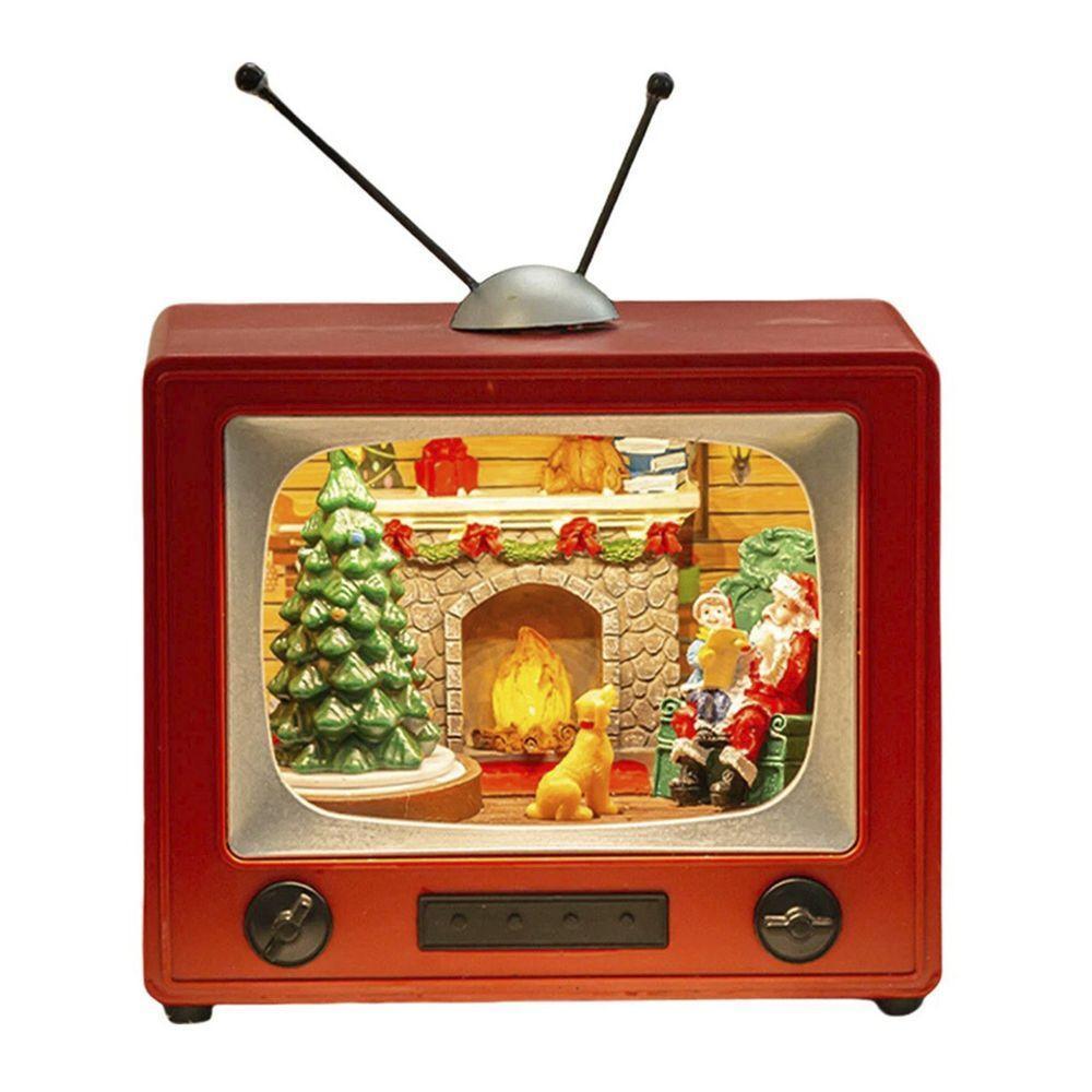 Enfeite Televisao Natal Papai Noel Arvore Natalina Decoraçao Musica Som Led Iluminaçao Mesa Recepçao Casa Fim De Ano - 1