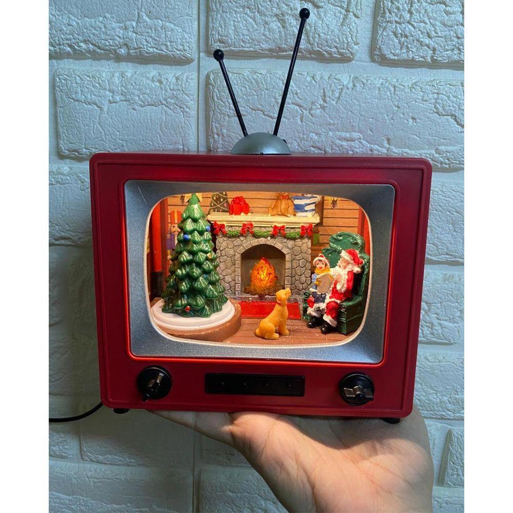 Enfeite Televisao Natal Papai Noel Arvore Natalina Decoraçao Musica Som Led Iluminaçao Mesa Recepçao Casa Fim De Ano - 4