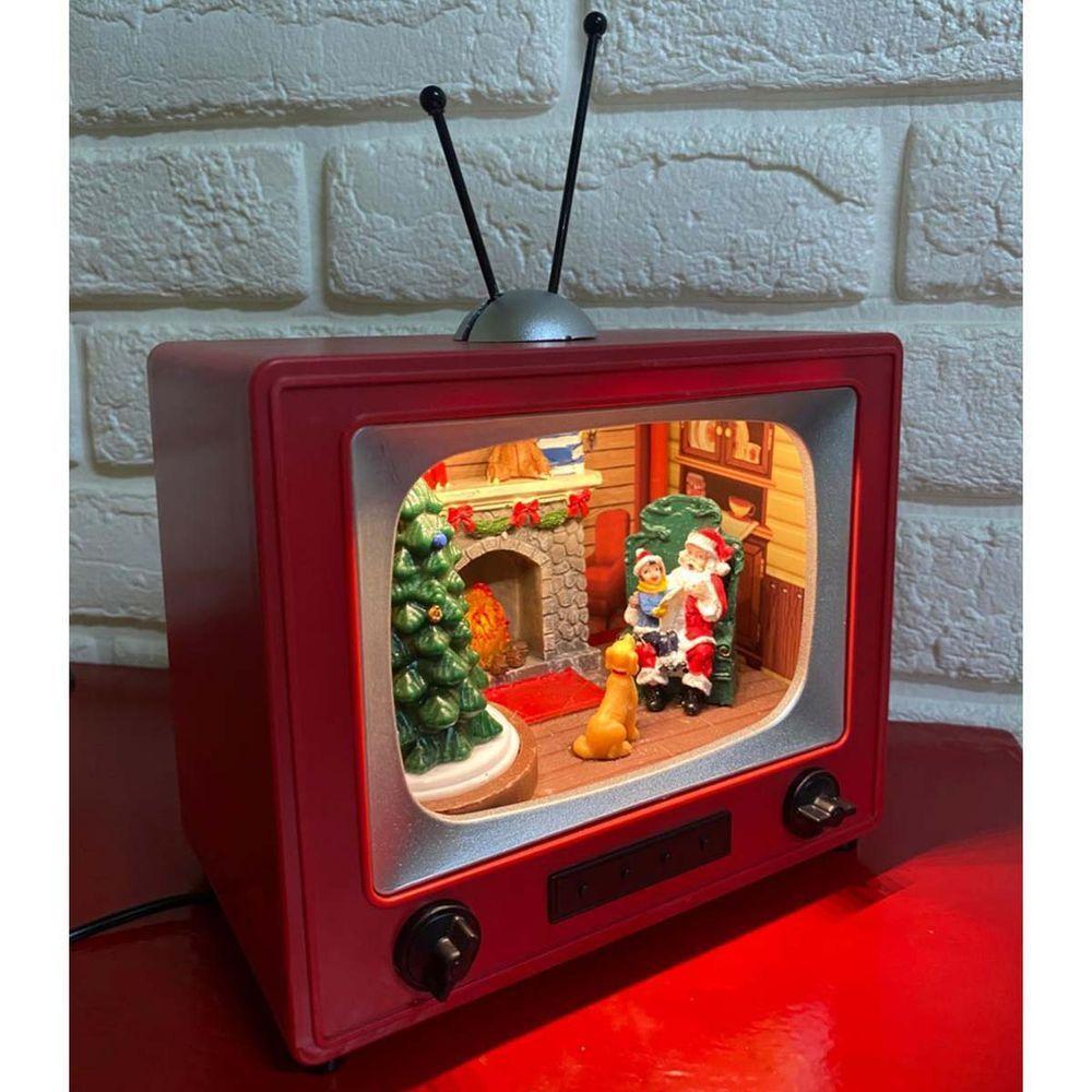 Enfeite Televisao Natal Papai Noel Arvore Natalina Decoraçao Musica Som Led Iluminaçao Mesa Recepçao Casa Fim De Ano - 6