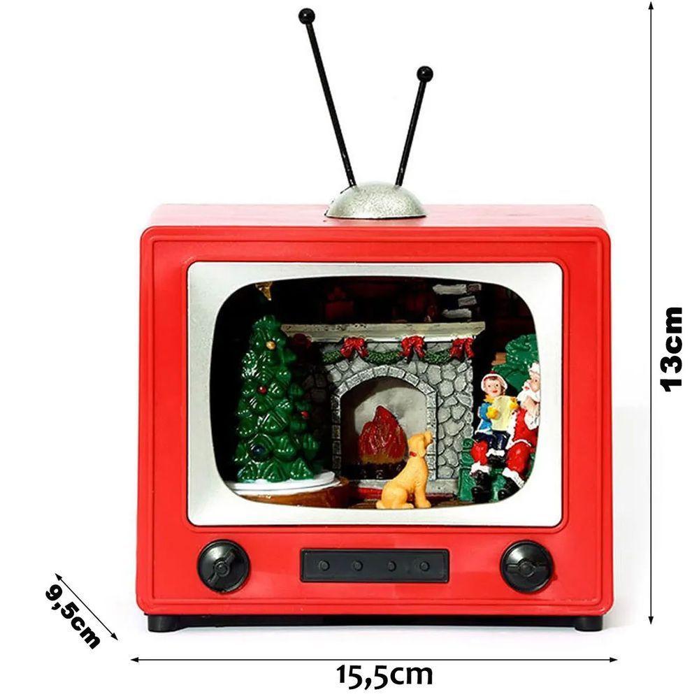 Enfeite Televisao Natal Papai Noel Arvore Natalina Decoraçao Musica Som Led Iluminaçao Mesa Recepçao Casa Fim De Ano - 8