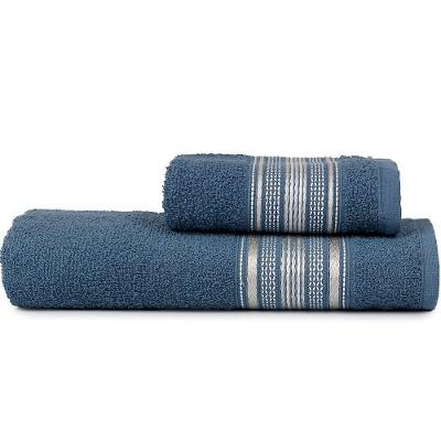 Jogo De Toalhas Banho E Rosto Rubi 280g-m² 98% Algodão Atlântica Azul Estrelar