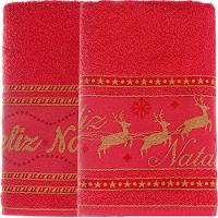 Kit 30 Toalha De Rosto Feliz Natal 90% Algodão 400g-m² 45x68cm Bene Casa Vermelho - 1