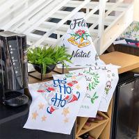 Kit 5 Unidades Pano De Prato Copa Kazzavip Sacaria 90% Algodão Natal 50cmx70cm Estampado Branco - 2