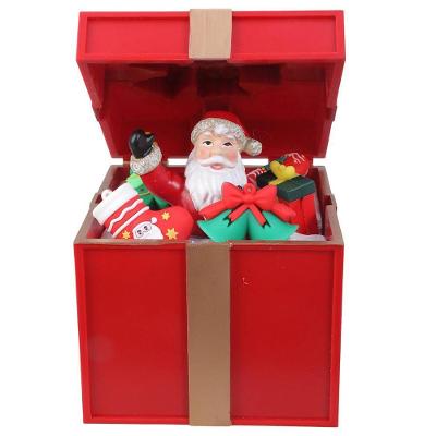 Caixa De Presente Natal Natalino Papai Noel Abre Fecha Led Som Musica Surpresa Decoraçao Festa Fim De Ano Comemoraçao
