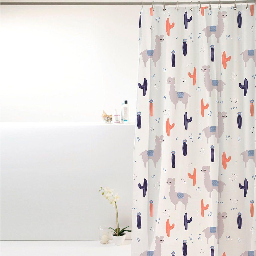 Coina Box Poliéster Lhama Cinza Azul 198x180cm - Uzoo Cortina Box Poliester 1.98x1.80m Lhama Cinza-azul 828915 - 2