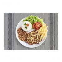 Jogo Americano Textilene Casual Faixa 45x30cm - Uzoo Servico Americano Textilene Casual 45x30cm Cinza Preto Stzj210707-1 - 2