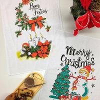 Kit 7 Unidades Pano De Prato Copa Kazzavip Sacaria 90% Algodão Natal 50cmx70cm Estampado Branco - 7