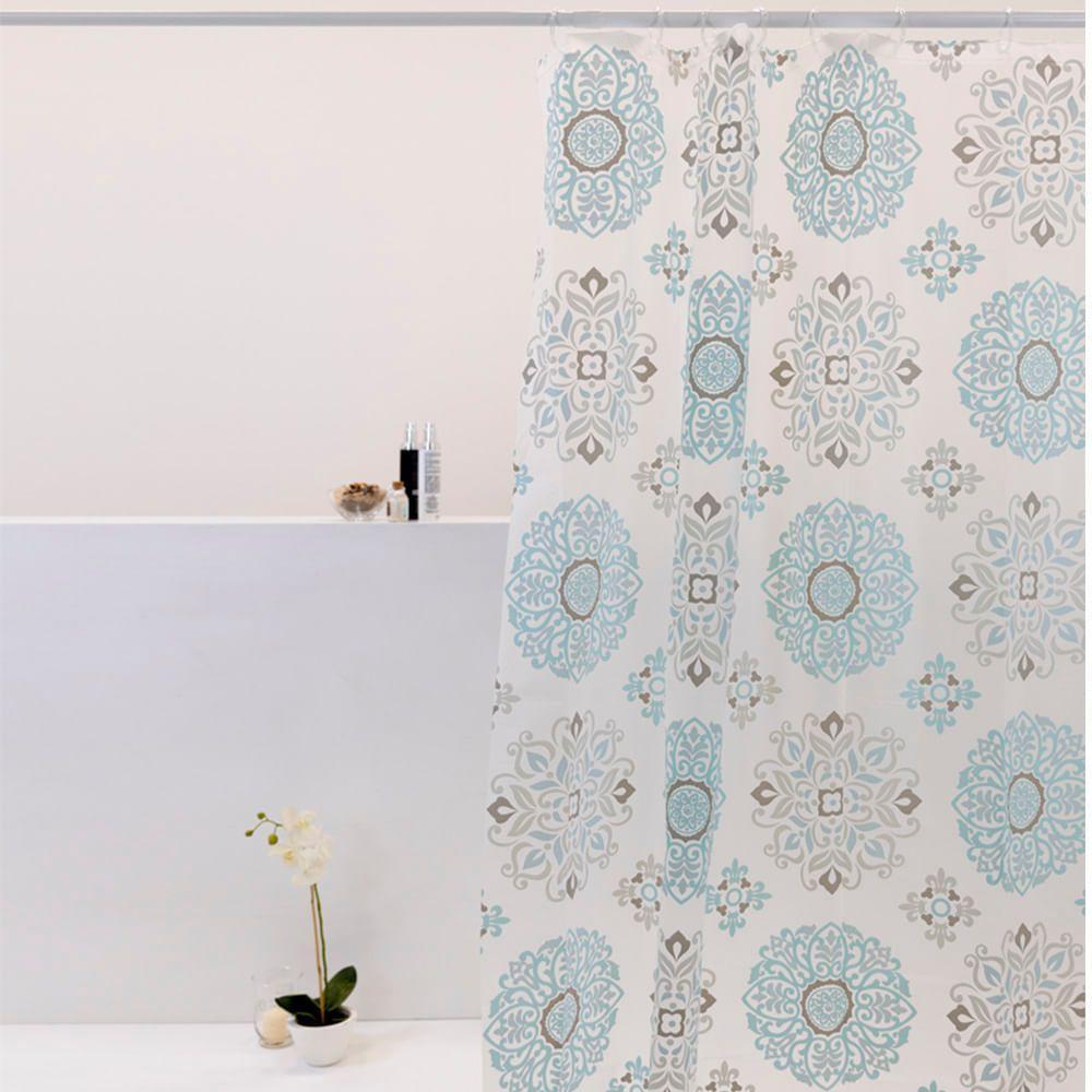 Coina Box Peva Círculos Cinza E Azuis 180x160cm - Uzoo Cortina Box Peva 1.80x1.60m Circulos Azuis-cinza 818957 - 2