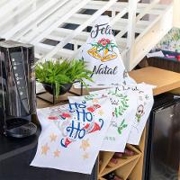 Kit 6 Unidades Pano De Prato Copa Kazzavip Sacaria 90% Algodão Natal 50cmx70cm Estampado Branco - 2