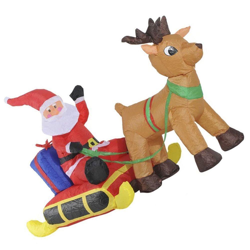 Papai Noel Com Rena Inflavel De Natal Decorativo No Treno - 1