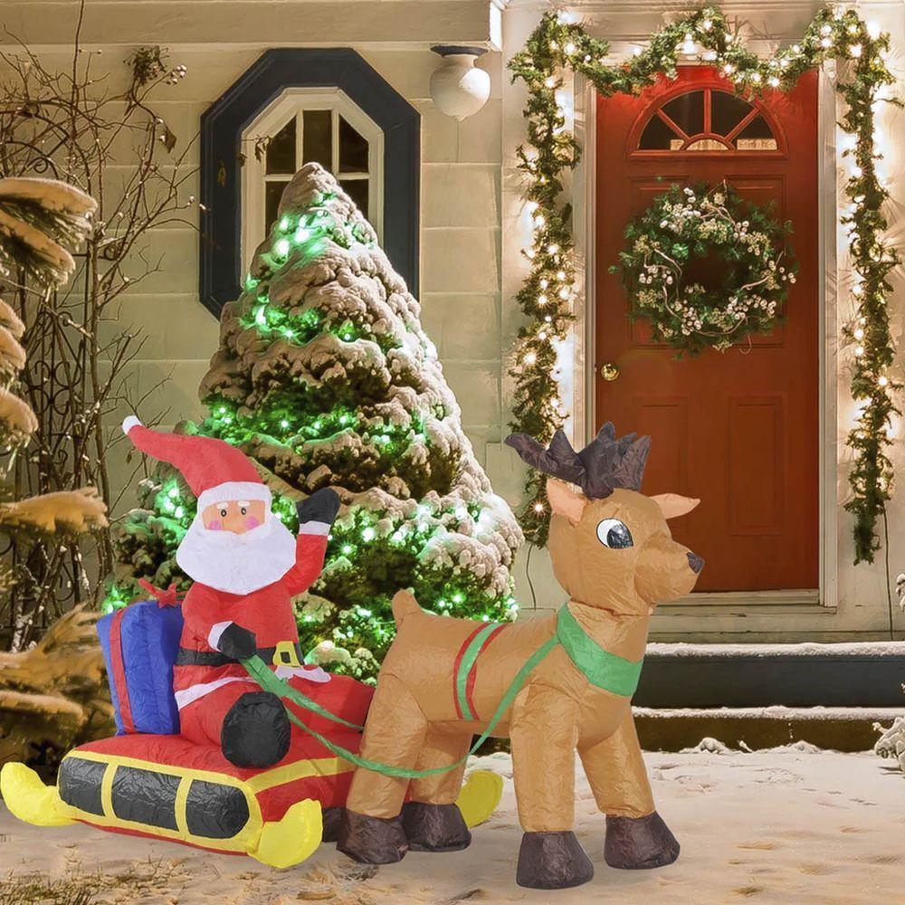 Papai Noel Com Rena Inflavel De Natal Decorativo No Treno - 2