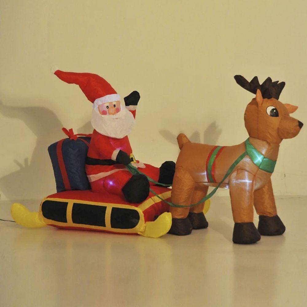 Papai Noel Com Rena Inflavel De Natal Decorativo No Treno - 6