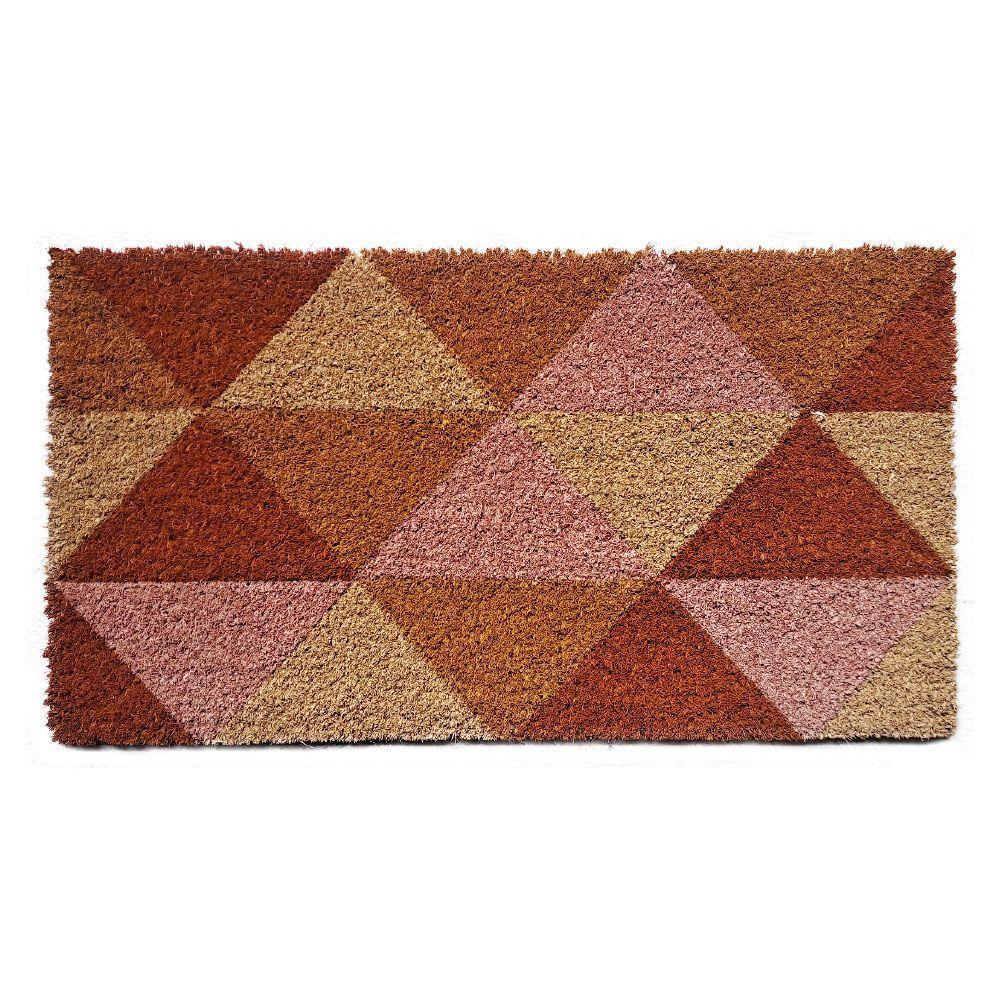 Capacho De Poa Fibra De Coco Triângulos Industrial 60x33cm - Uzoo Capacho Fibra De Coco Rt 60x33cm Triângulos Industrial - 1