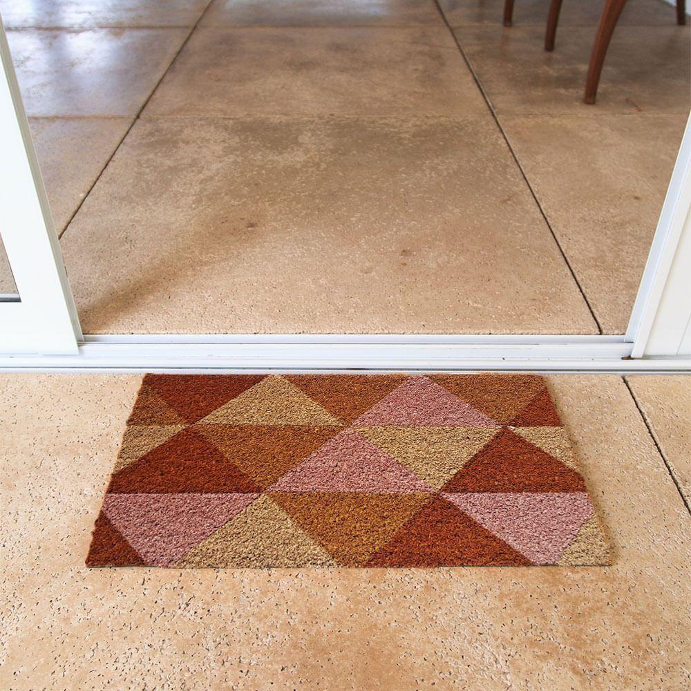 Capacho De Poa Fibra De Coco Triângulos Industrial 60x33cm - Uzoo Capacho Fibra De Coco Rt 60x33cm Triângulos Industrial - 2