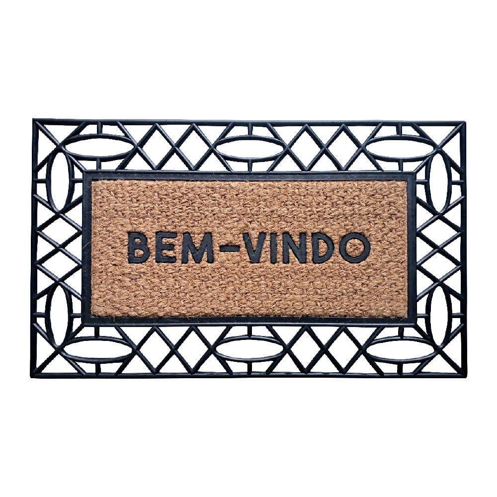 Capacho De Poa Fibra Emborrachado Frame Losangos 75x45cm - Uzoo Capacho Fibra Emborrachado Frame 75x45cm Losangos - 1