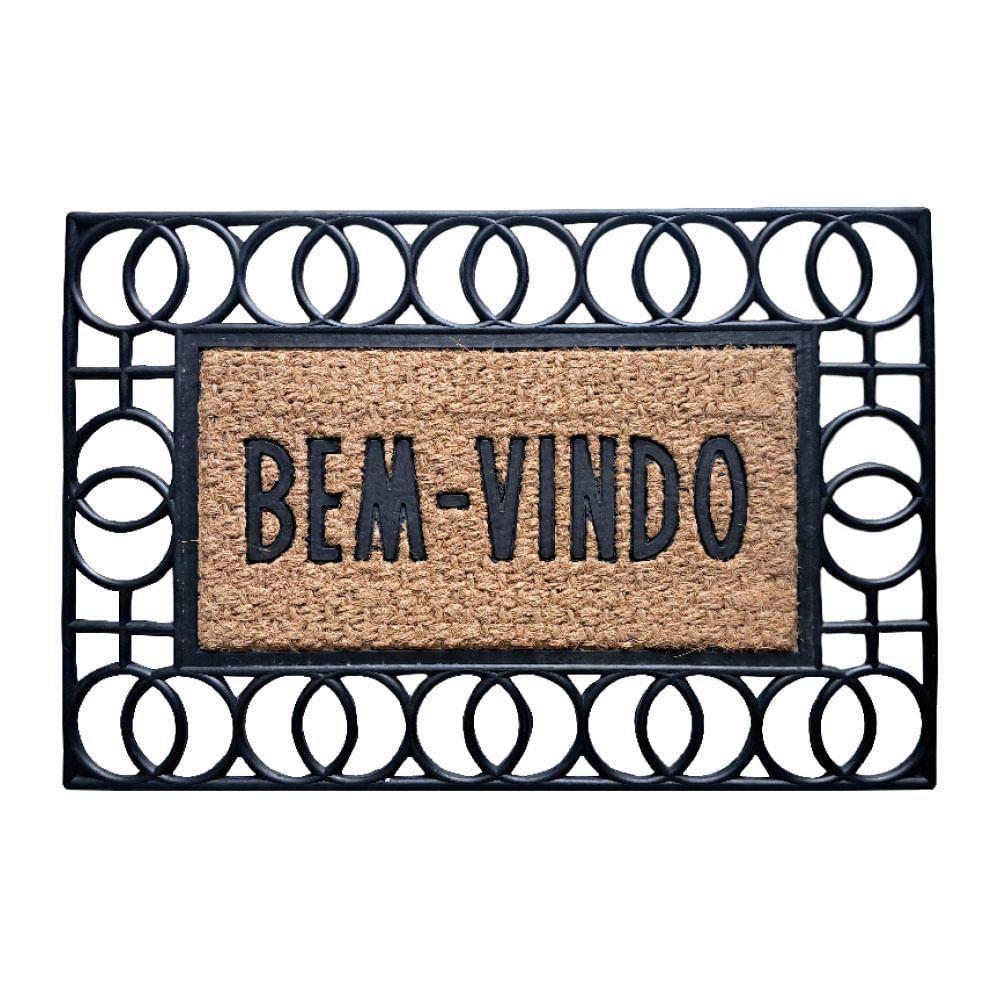 Capacho De Poa Borracha Frame Circulos 60x40cm - Uzoo Capacho Fibra Emborrachado Frame 60x40cm Circulos - 1