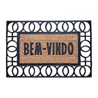 Capacho De Poa Borracha Frame Circulos 60x40cm - Uzoo Capacho Fibra Emborrachado Frame 60x40cm Circulos - 1