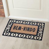 Capacho De Poa Borracha Frame Circulos 60x40cm - Uzoo Capacho Fibra Emborrachado Frame 60x40cm Circulos - 2