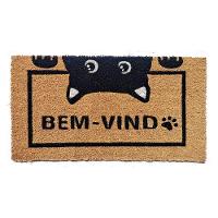 Capacho De Poa Fibra De Coco Bem Vindo Gato 60x33cm - Uzoo Capacho Fibra De Coco Rt 60x33cm Gatinho Bem-vindo - 1