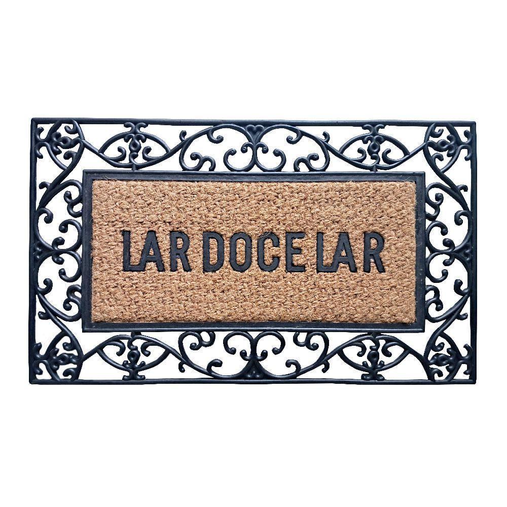 Capacho De Poa Fibra Emborrachado Frame Arabesco 75x45cm - Uzoo Capacho Fibra Emborrachado Frame 75x45cm Arabesco - 1