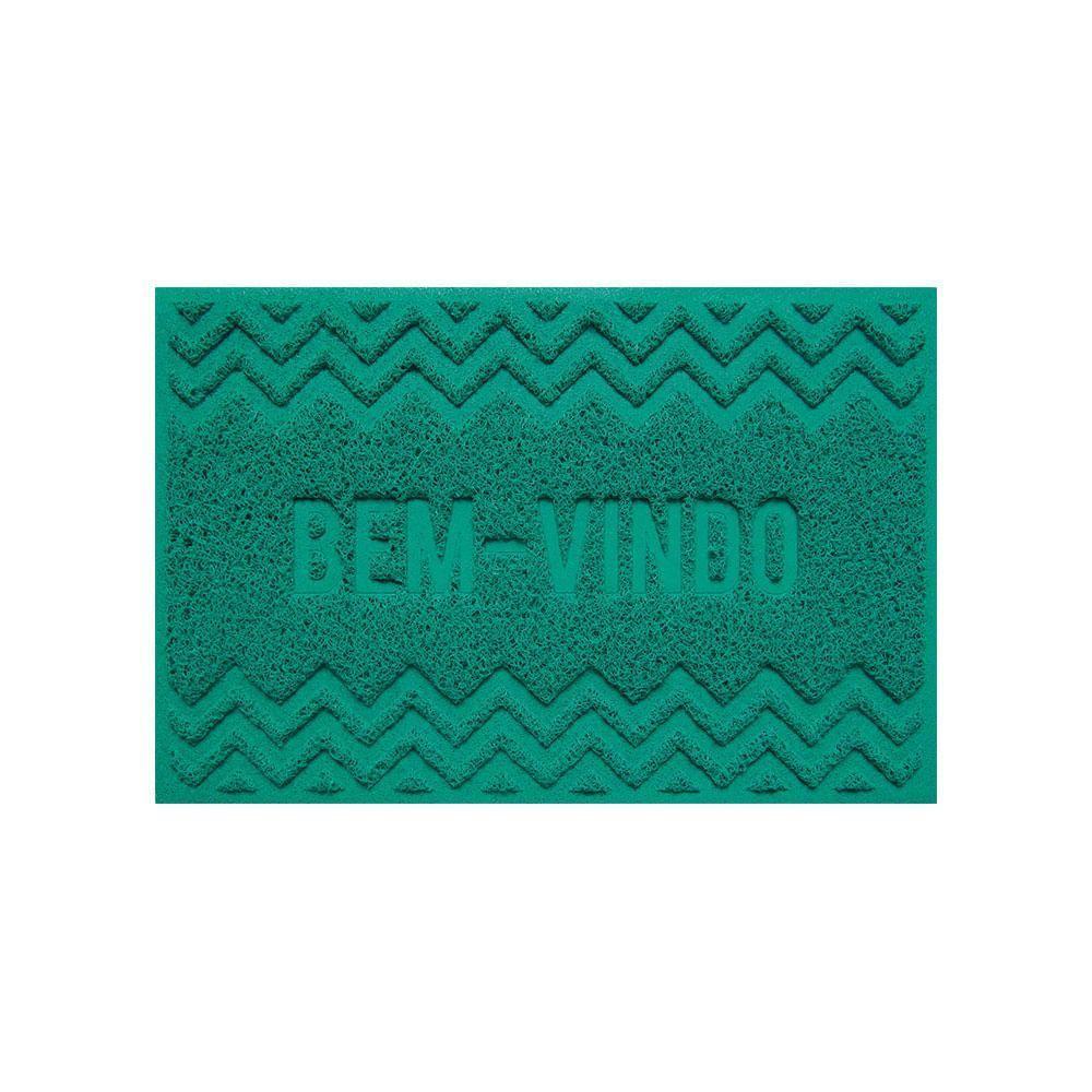 Capacho De Poa Vinílico Zig Zag Verde 60x40cm - Uzoo Capacho Vinilico Zigzag 60x40cm Verde 329c - 1