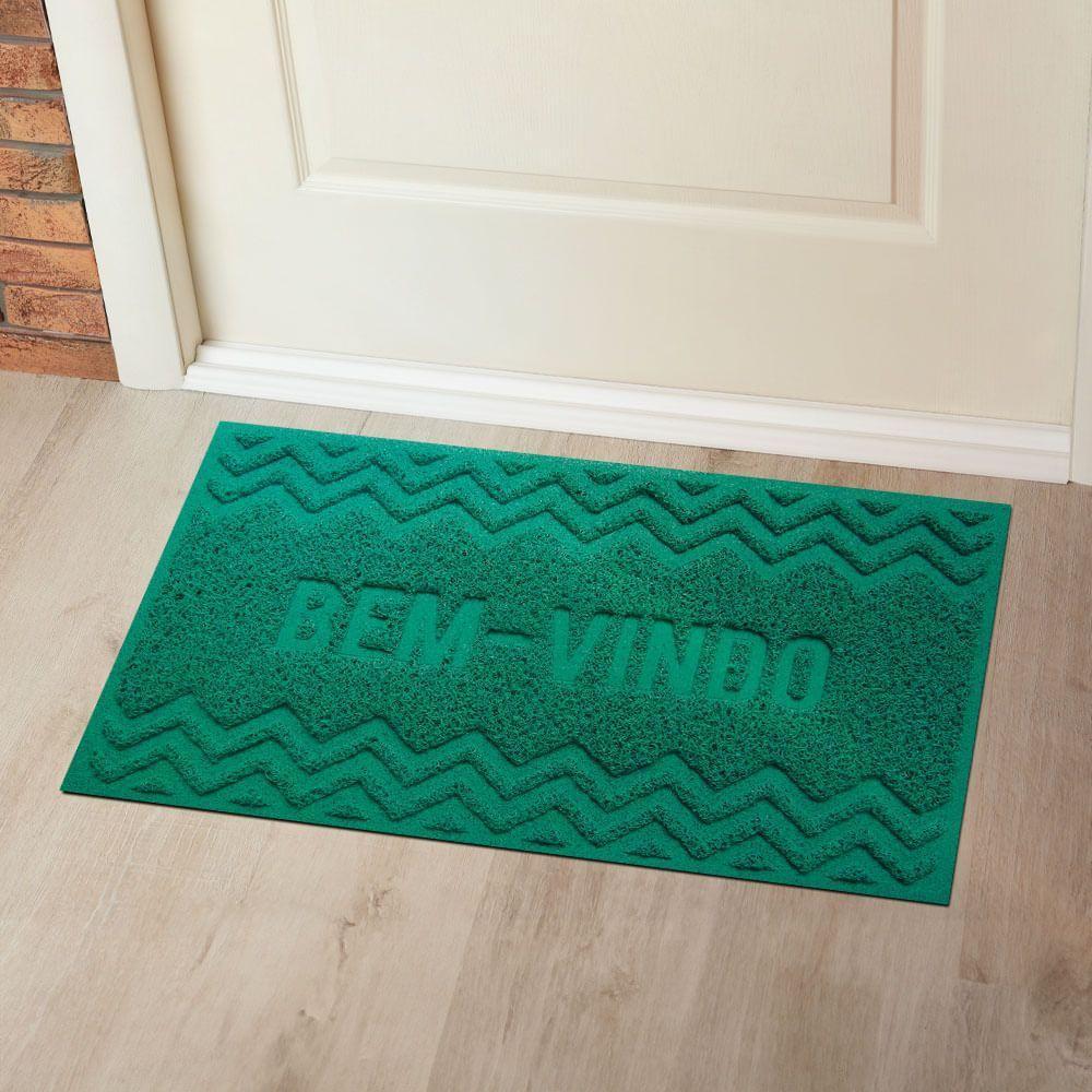 Capacho De Poa Vinílico Zig Zag Verde 60x40cm - Uzoo Capacho Vinilico Zigzag 60x40cm Verde 329c - 2