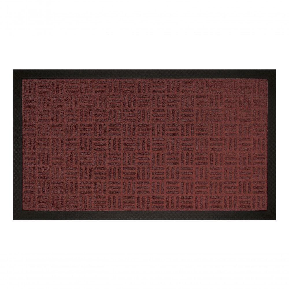 Capacho Textura Quadriculada Com Borda Fenice Marrom 69x39cm - Uzoo Tapete Fenice Liso 69x39cm Marrom - 1